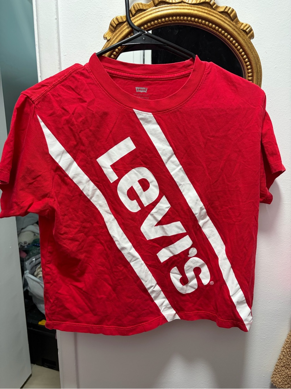 Levi's Red Tee with White Diagonal Logo
